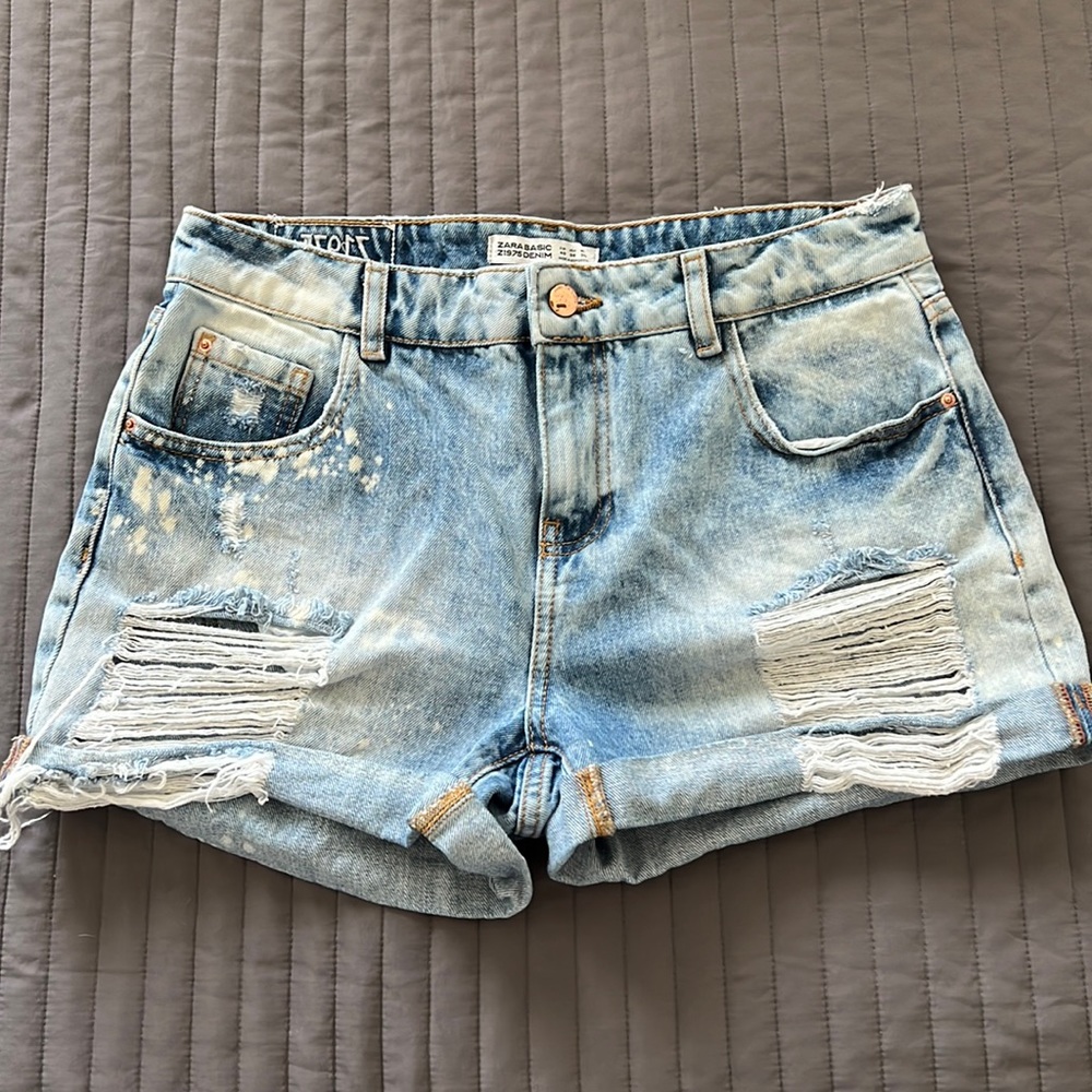 Zara High Waist Denim Shorts - 8